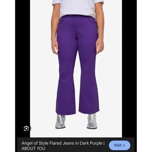 NWT Angel of Style‎ Ulla Popken Purple Flared Jeans Plus 26W High Rise X123